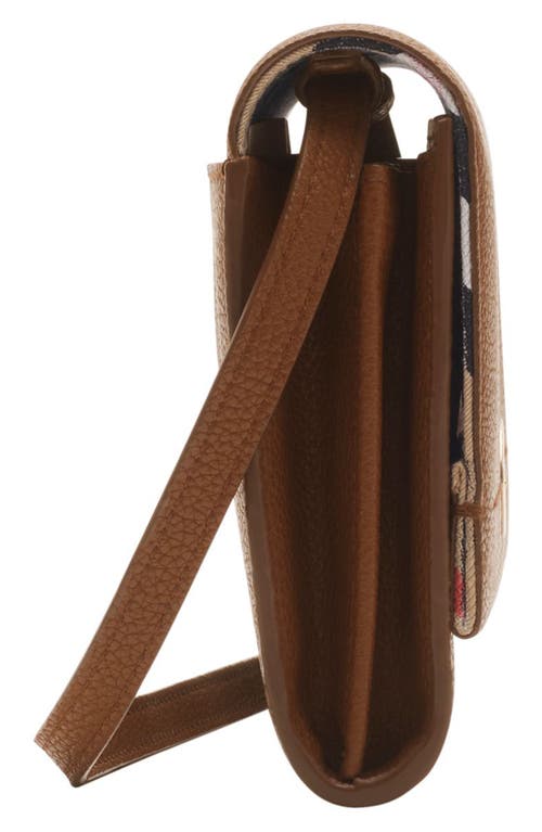 Burberry Cotswolds Leather Wallet On A Strap In Brown