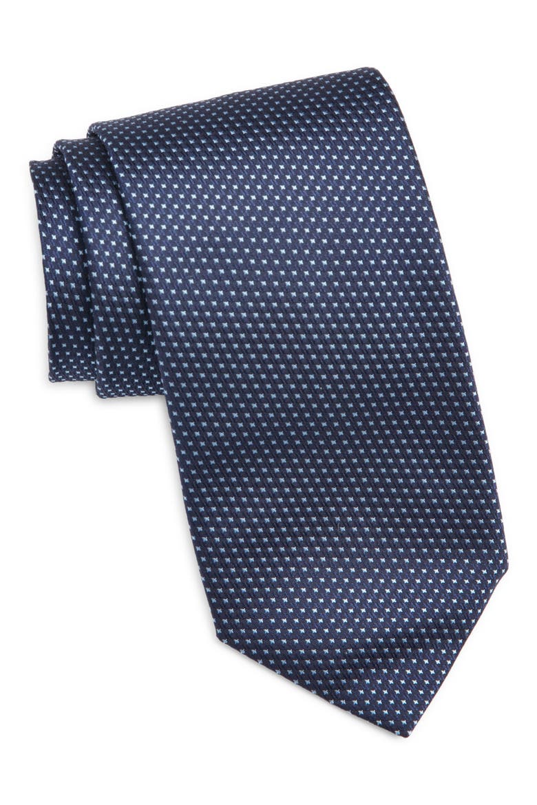 Neat Silk Tie, Main, color, NAVY