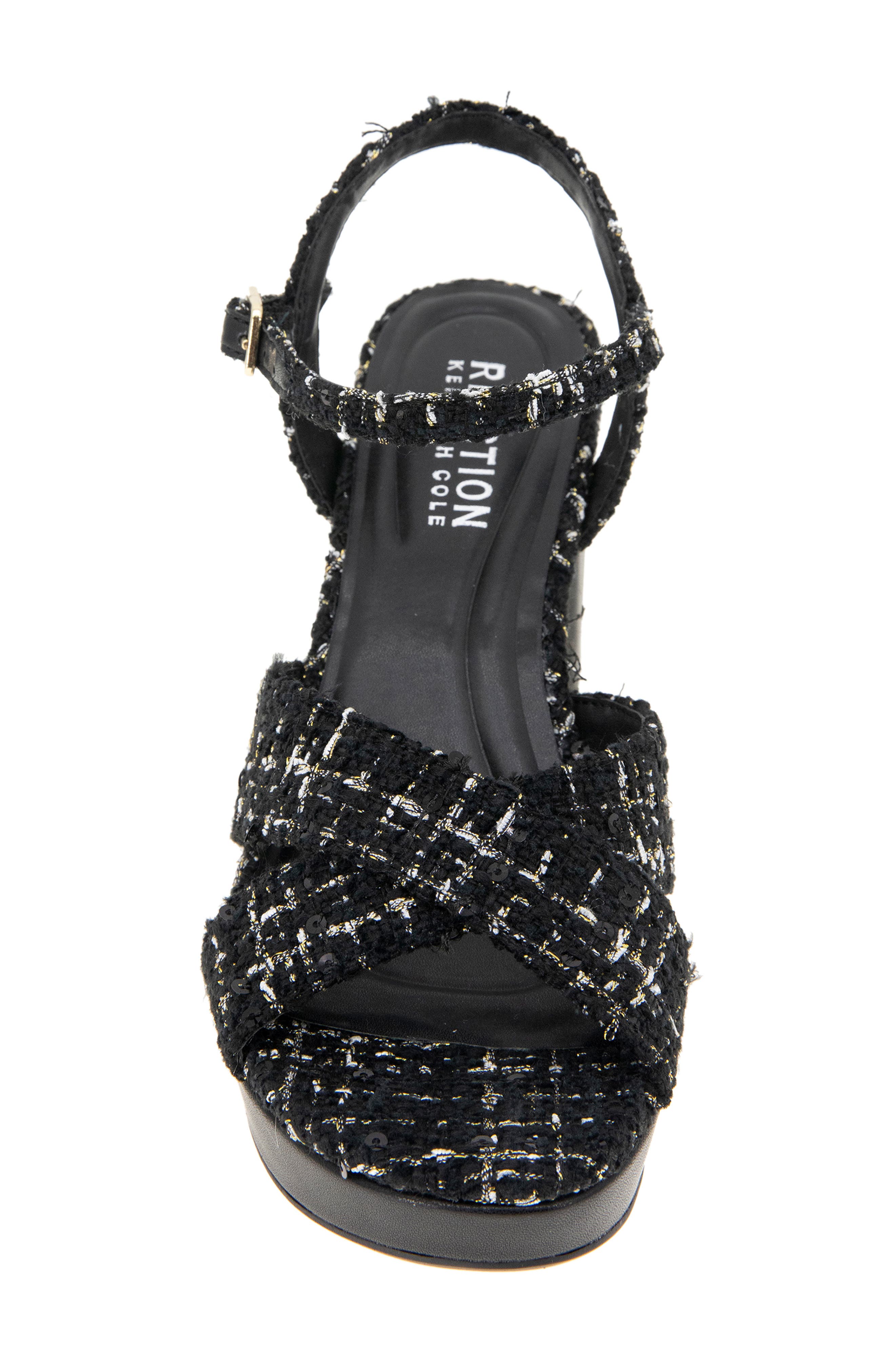 Reaction Kenneth Cole Reeva Ankle Strap Platform Sandal, Alternate, color, Black Fabric