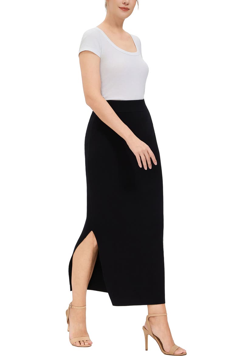 Women's Side Slit Knit Maxi Skirt, Alternate, color, Black