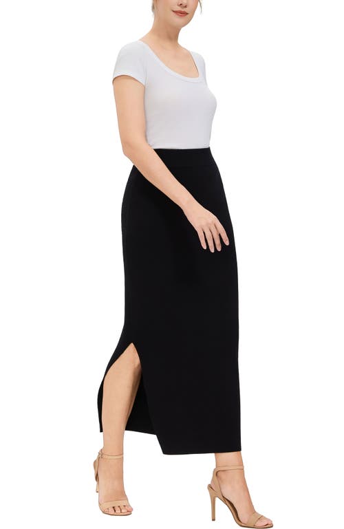 Kimi & Kai Side Slit Knit Maxi Skirt In Black