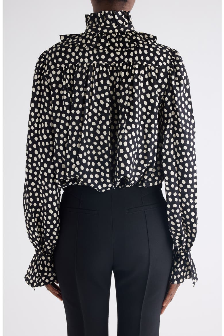 Polka Dot Jacquard Organic Silk Crêpe de Chine Shirt, Alternate, color, BEIGE - BLACK