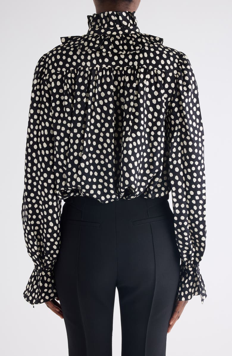 Chloé Polka Dot Jacquard Organic Silk Crêpe de Chine Shirt, Alternate, color, Beige - Black