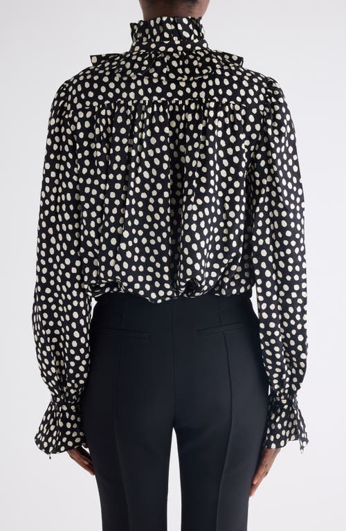 Chloé Polka Dot Jacquard Organic Silk Crêpe De Chine Shirt In White