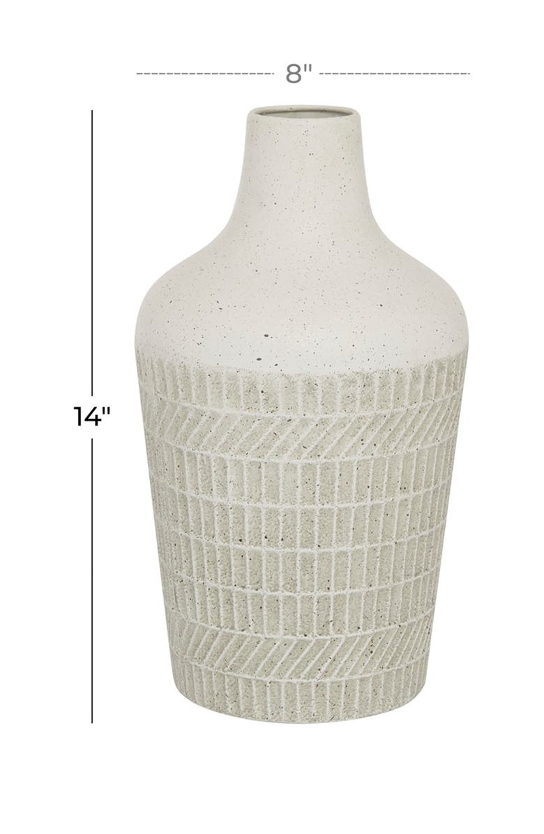 GINGER BIRCH STUDIO White Metal Textured Vase, Alternate, color, White