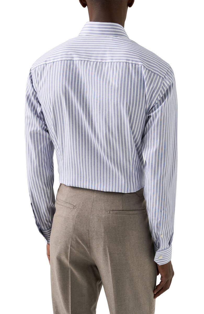 Eton Contemporary Fit Stripe Organic Cotton Twill Dress Shirt, Alternate, color, Dark Blue