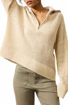 Faherty Miramar Linen & Organic Cotton Quarter Zip Sweater