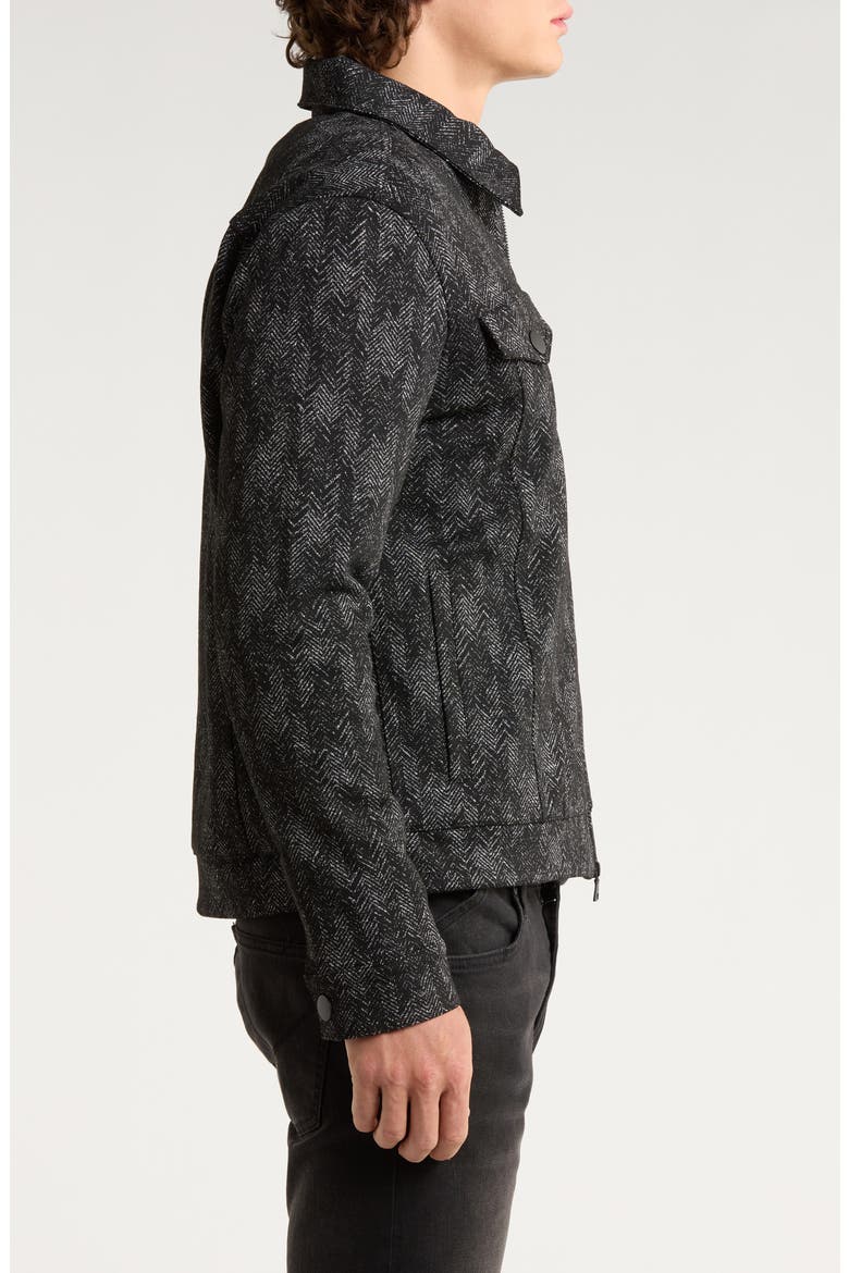 Hallet Jacquard Trucker Jacket, Alternate, color, BLACK