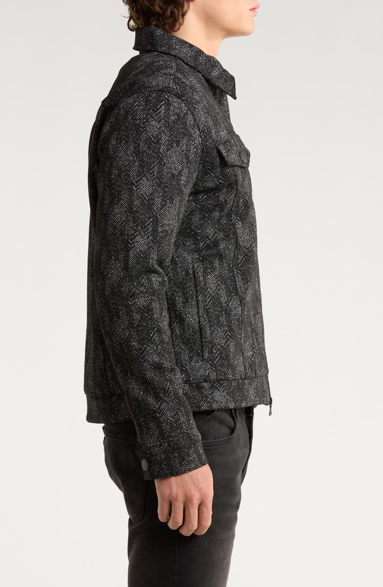 John Varvatos Hallet Jacquard Trucker Jacket, Alternate, color, Black