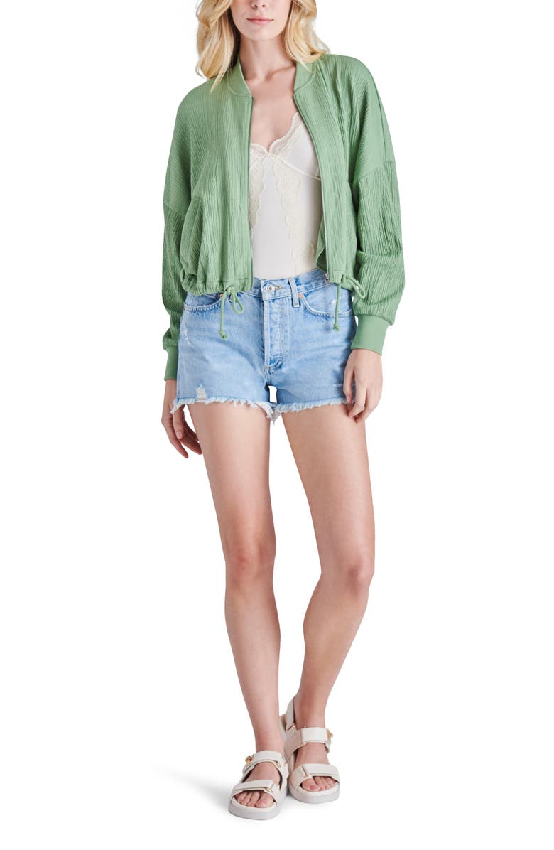 Steve Madden Novelty Fast Car Crop Bomber Jacket, Alternate, color,