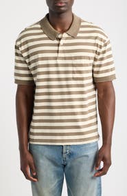 Elwood Stripe Distressed Crop Cotton Polo