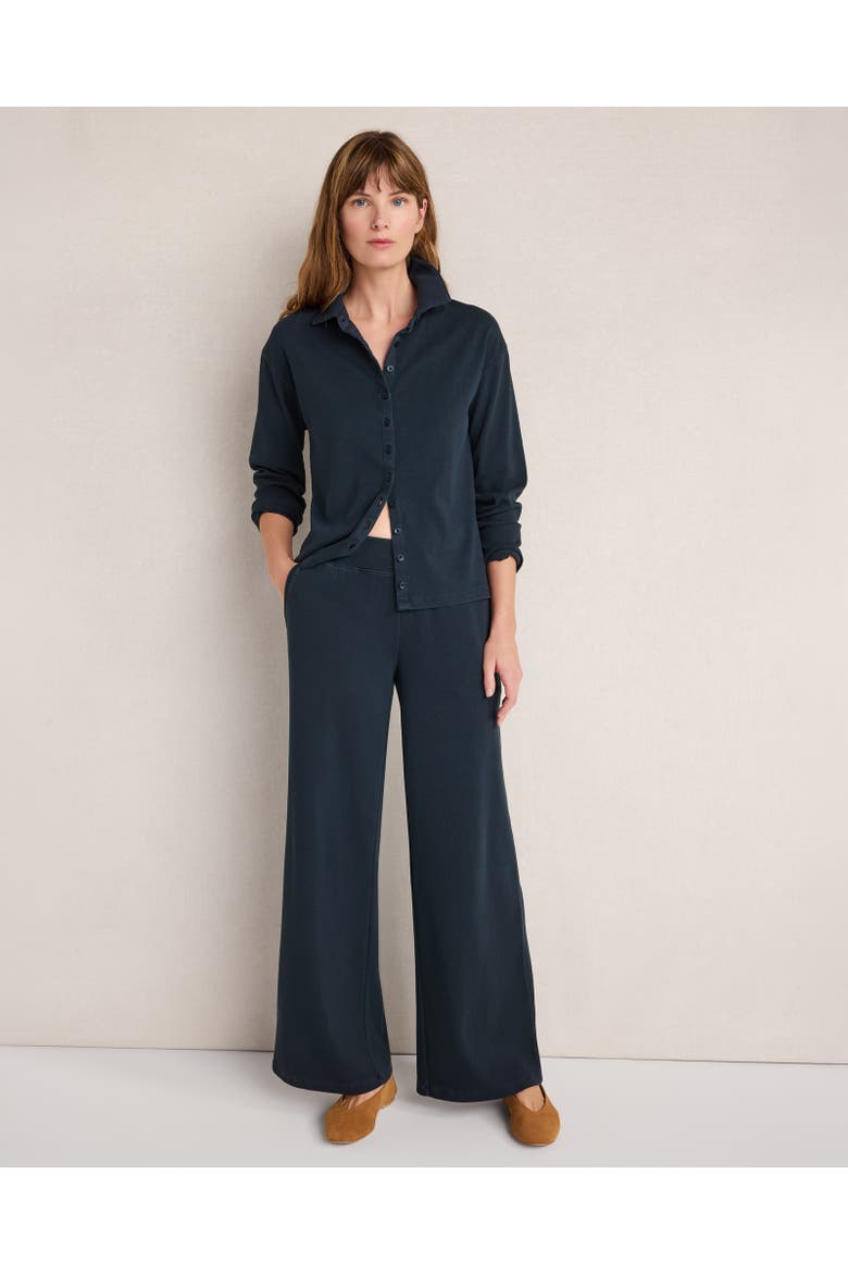 Organic Cotton Rib Knit Wide Leg Pants, Main, color, Garment Dye Nightfall