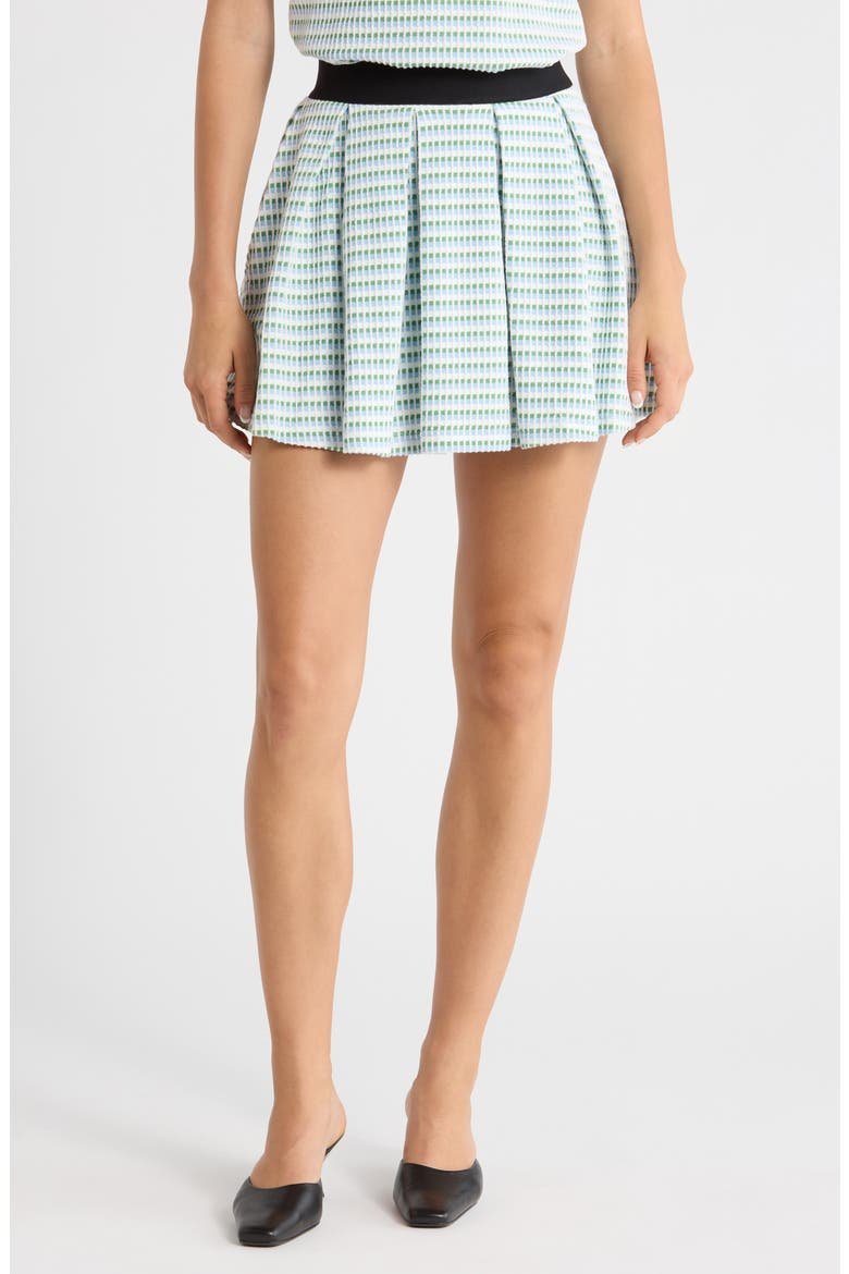 Hyatt Geo Print Pleated Mini, Main, color, WHITE LIGHT BLUE MULTI