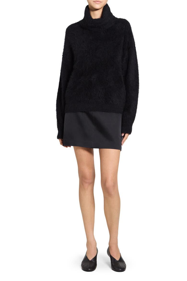 Merino Wool & Brushed Cashmere Turtleneck Sweater, Alternate, color, BLACK - 001