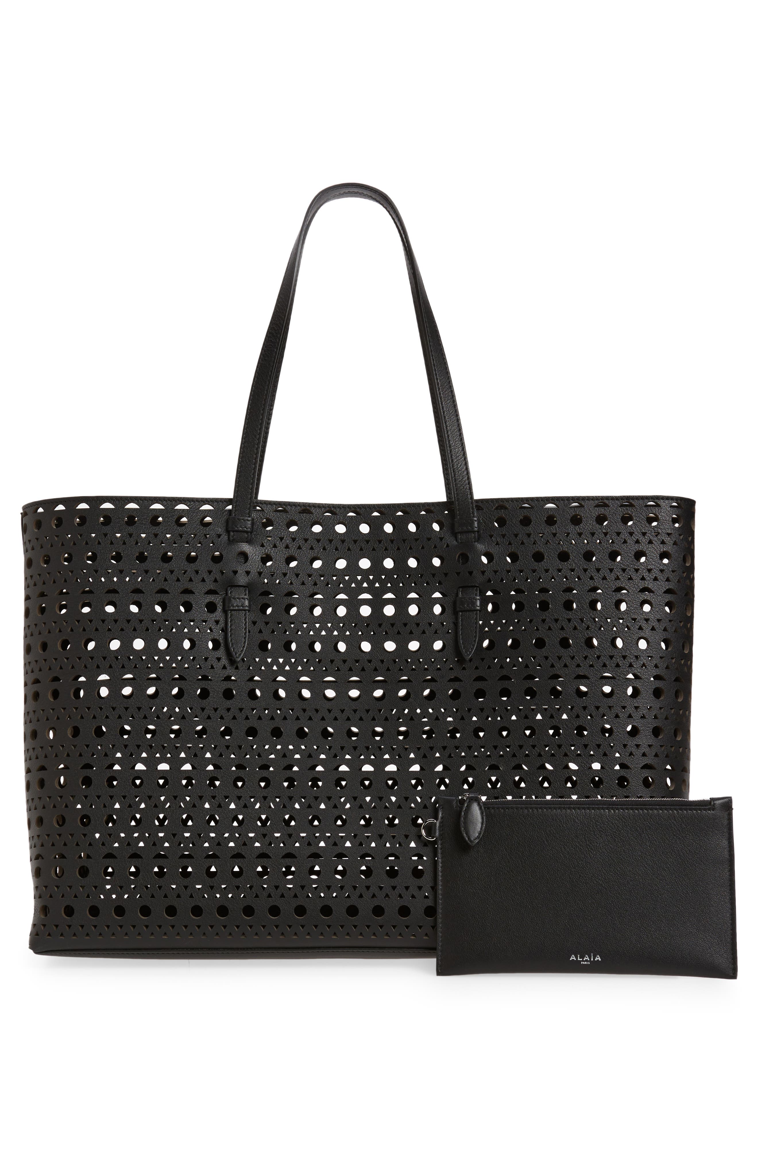 Alaïa Mina 44 Perforated Leather Tote, Alternate, color, 