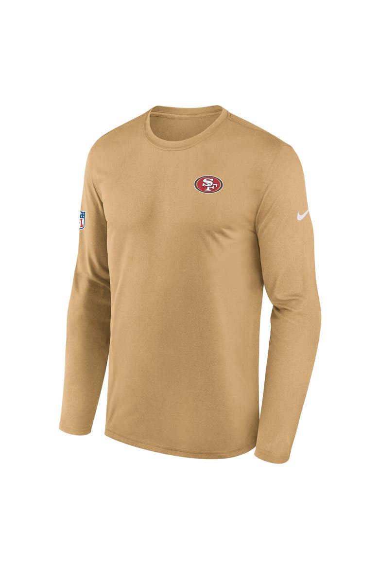 Men's Nike Gold San Francisco 49ers Sideline Small Logo Legend Dri-FIT Long Sleeve T-Shirt, Alternate, color, Gold