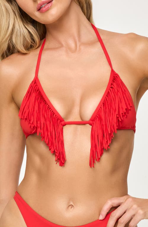 L*space Lspace Sienna Fringe Triangle Bikini Top In Flame