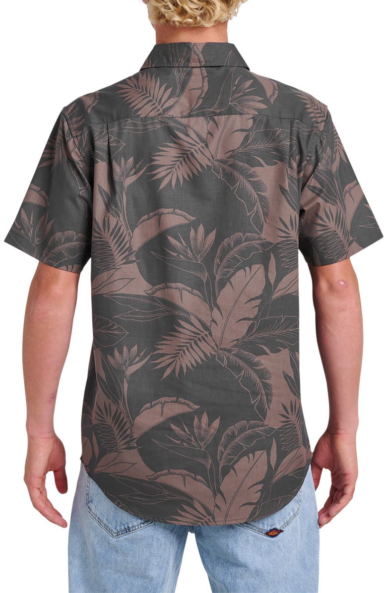 Quiksilver Kahnu Classic Fit Leaf Print Short Sleeve Button-Up Shirt, Alternate, color,