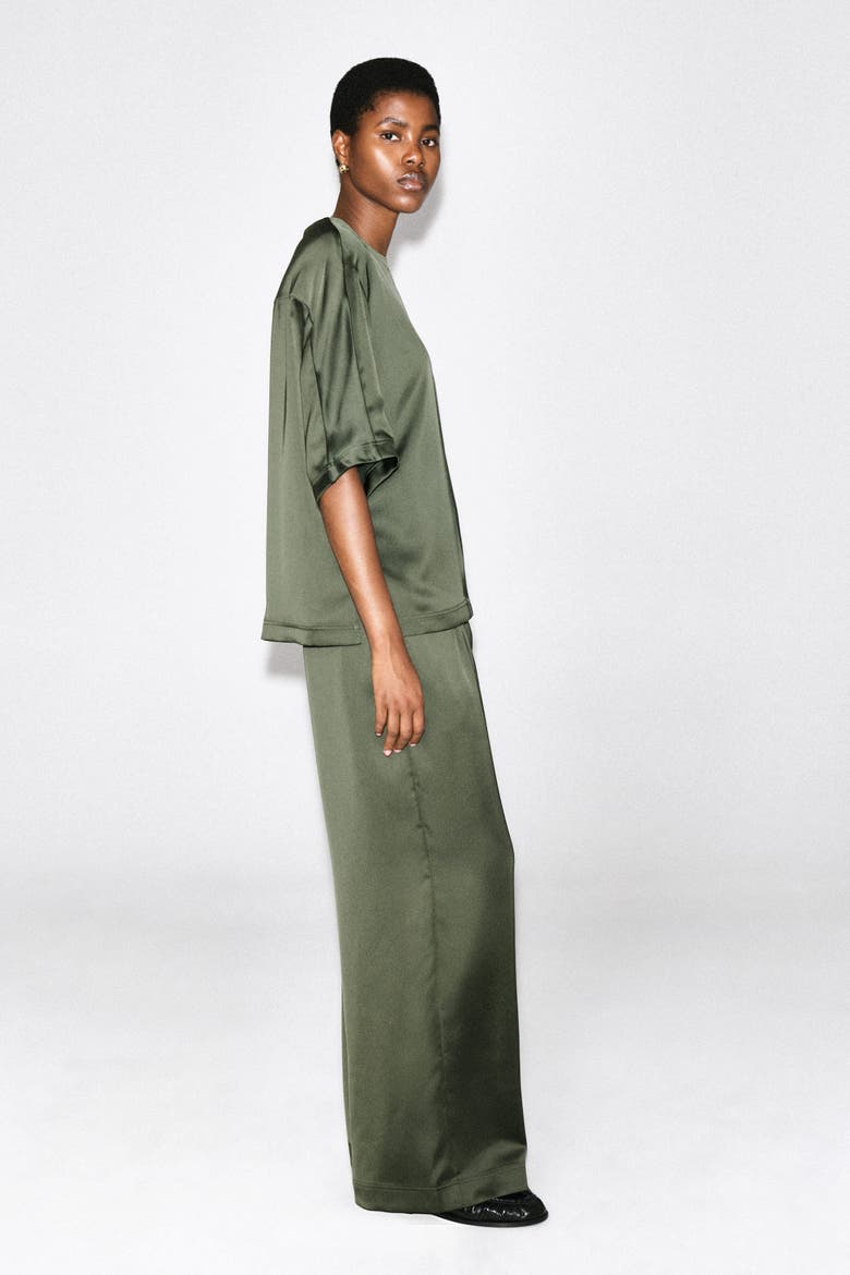 Satin T-Shirt, Alternate, color, KHAKI