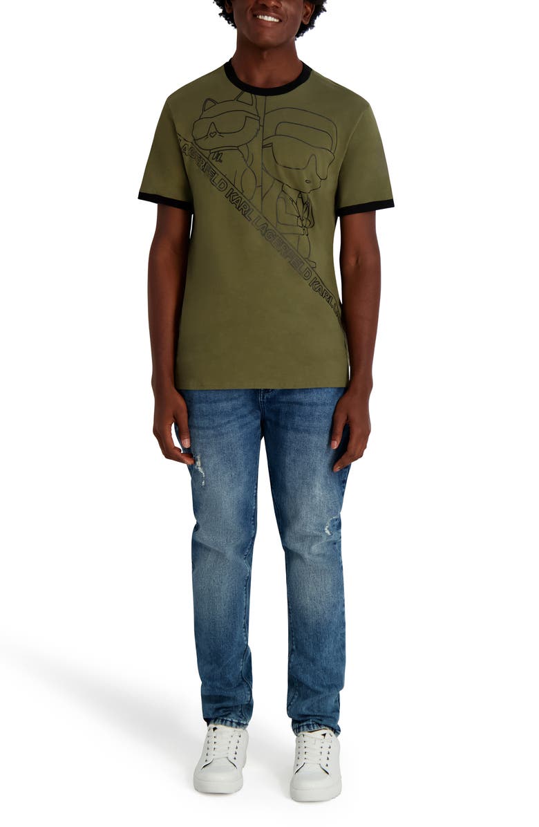 KARL LAGERFELD PARIS Oversized Outline T-Shirt, Alternate, color, Olive