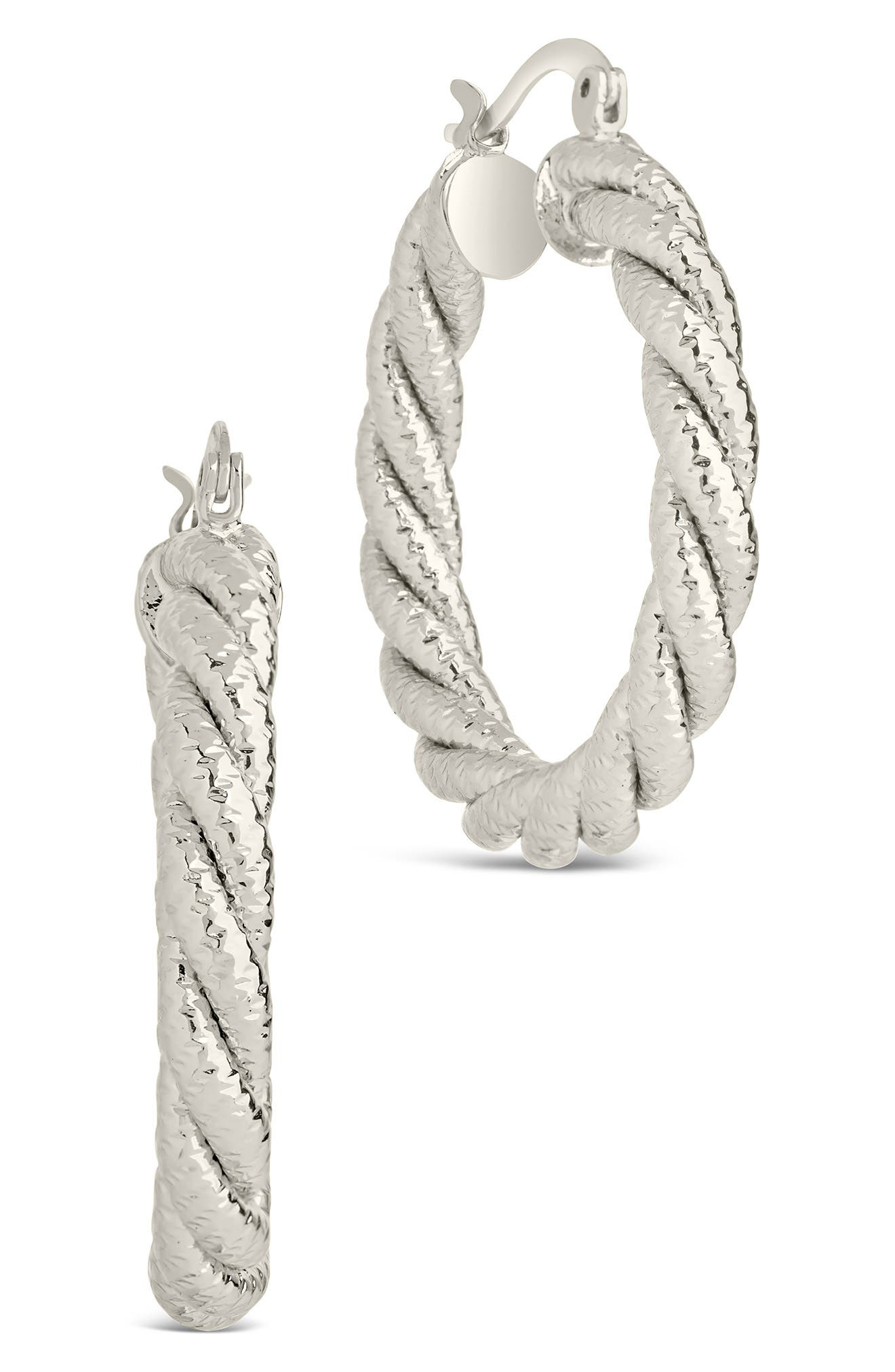 Sterling Forever Cerys Twist Hoop Earrings