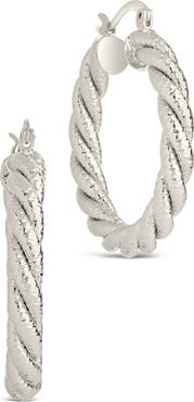 Sterling Forever Cerys Twist Hoop Earrings