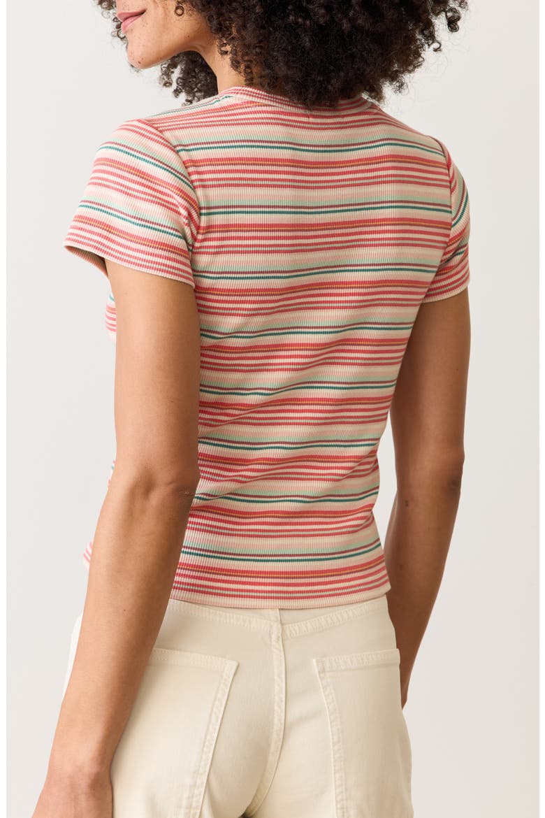 Lexi Sun-In Stripe Crewneck Rib T-Shirt, Alternate, color, RED MULTI STRIPE