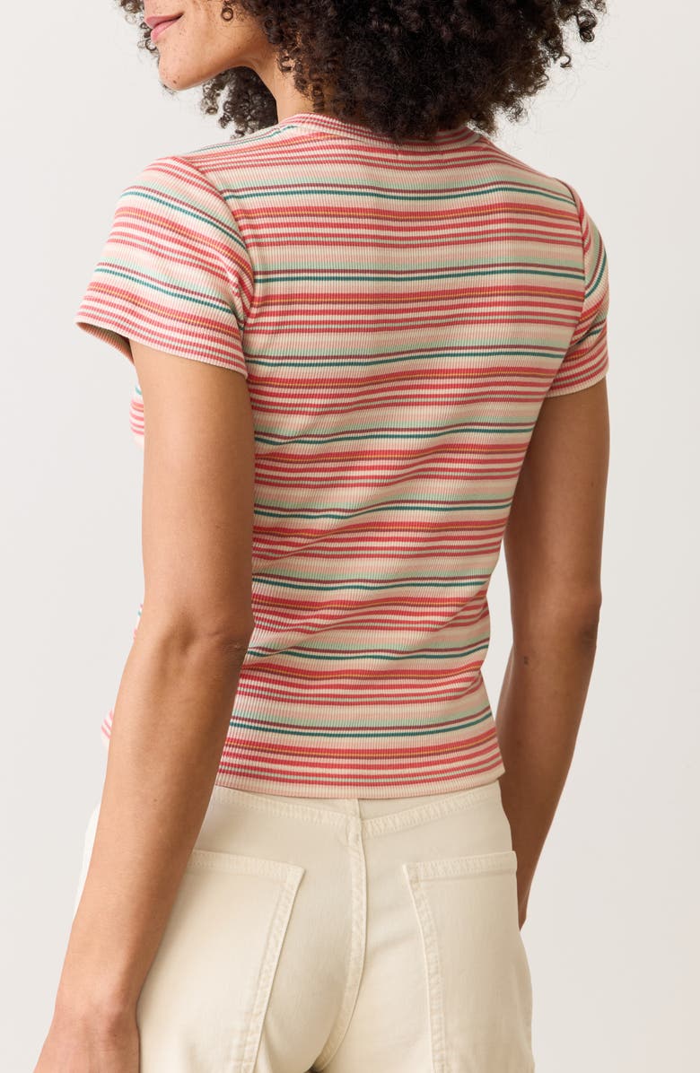 Marine Layer Lexi Sun-In Stripe Crewneck Rib T-Shirt, Alternate, color, Red Multi Stripe