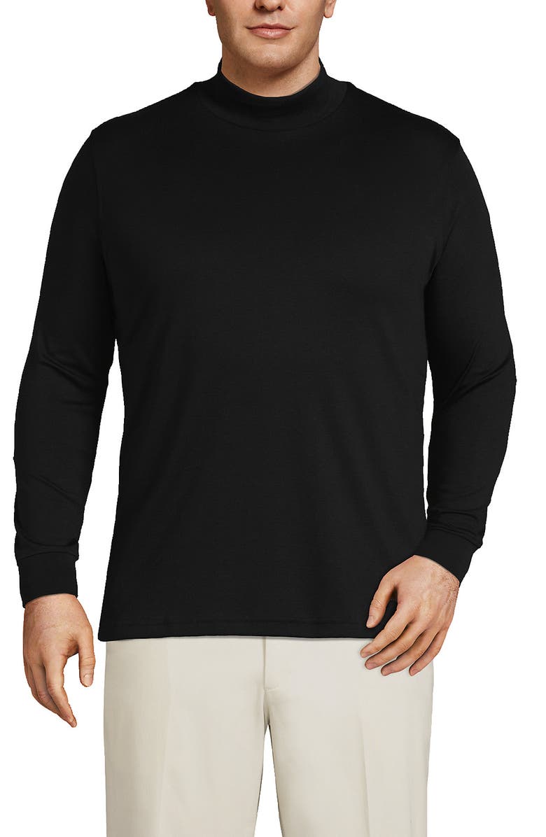 Lands' End Cotton Supima Mock Turtleneck, Alternate, color, Black