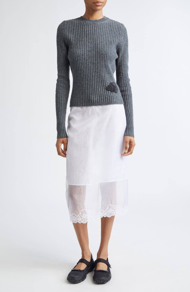 Cecilie Bahnsen Blas Nordic Rib Wool Sweater, Alternate, color, Dark Grey