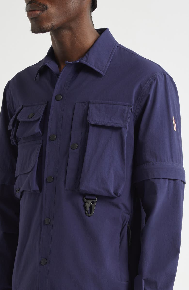 Moncler Tara Stretch Nylon Utility Shirt Jacket, Alternate, color, Navy Blue