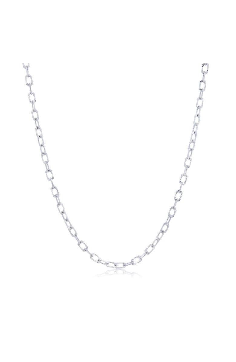 The Lovery Fine Jewelry Sparkle Cut Link Chain Necklace, Main, color, White Gold
