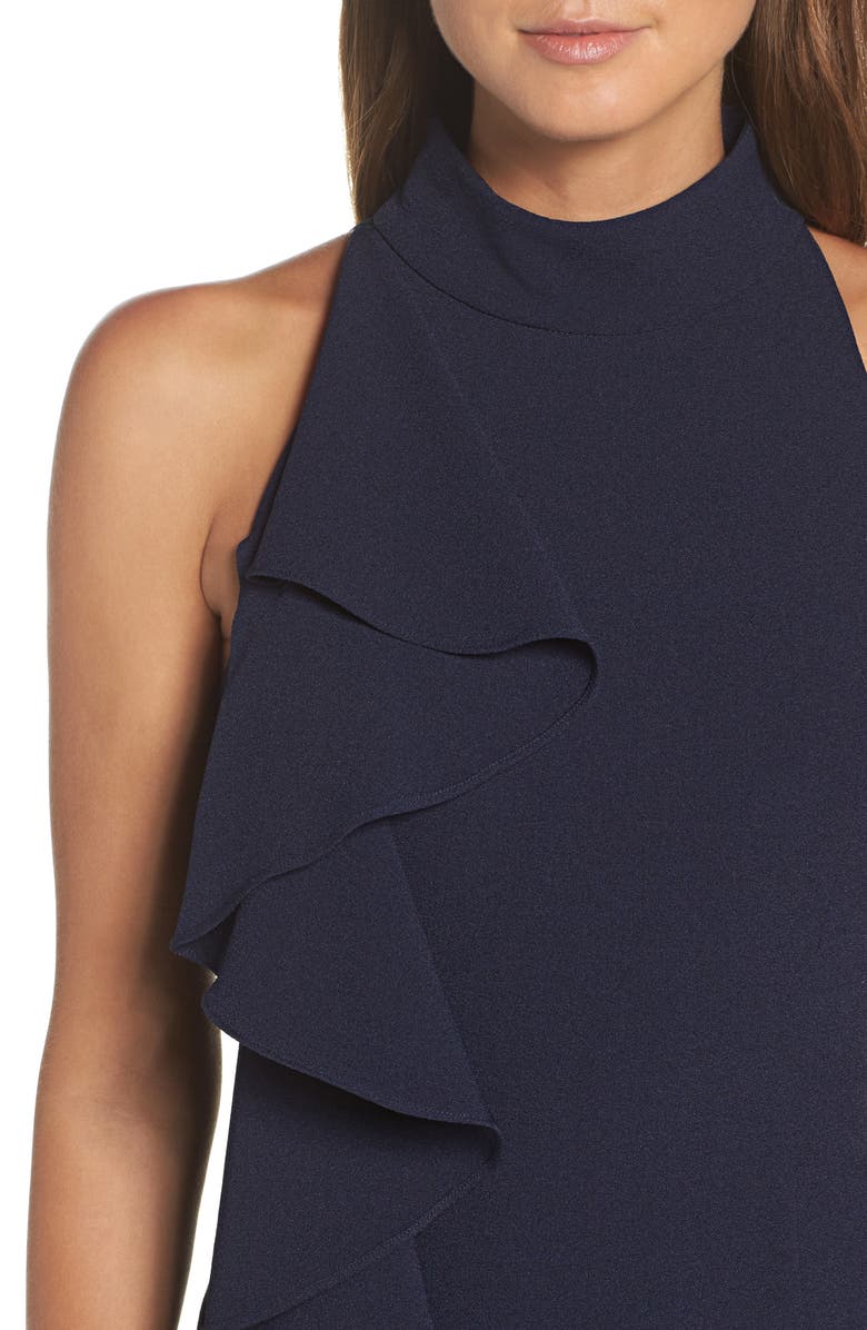 Eliza J Ruffle Sheath Dress, Alternate, color, Navy