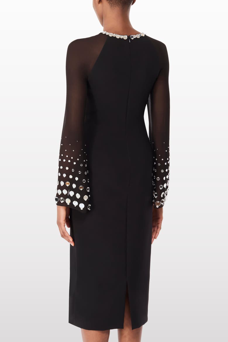 Eurabia Mesh-Sleeve Midi Dress, Alternate, color, Liquorice