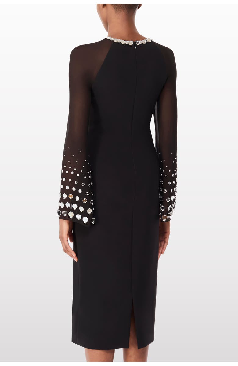 Jenny Packham Eurabia Mesh-Sleeve Midi Dress, Alternate, color, Liquorice
