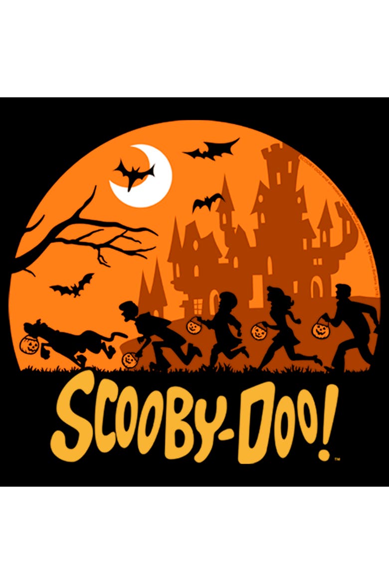 Boy's Scooby Doo Moon Silhouette Chase  Graphic T-Shirt, Alternate, color, Black