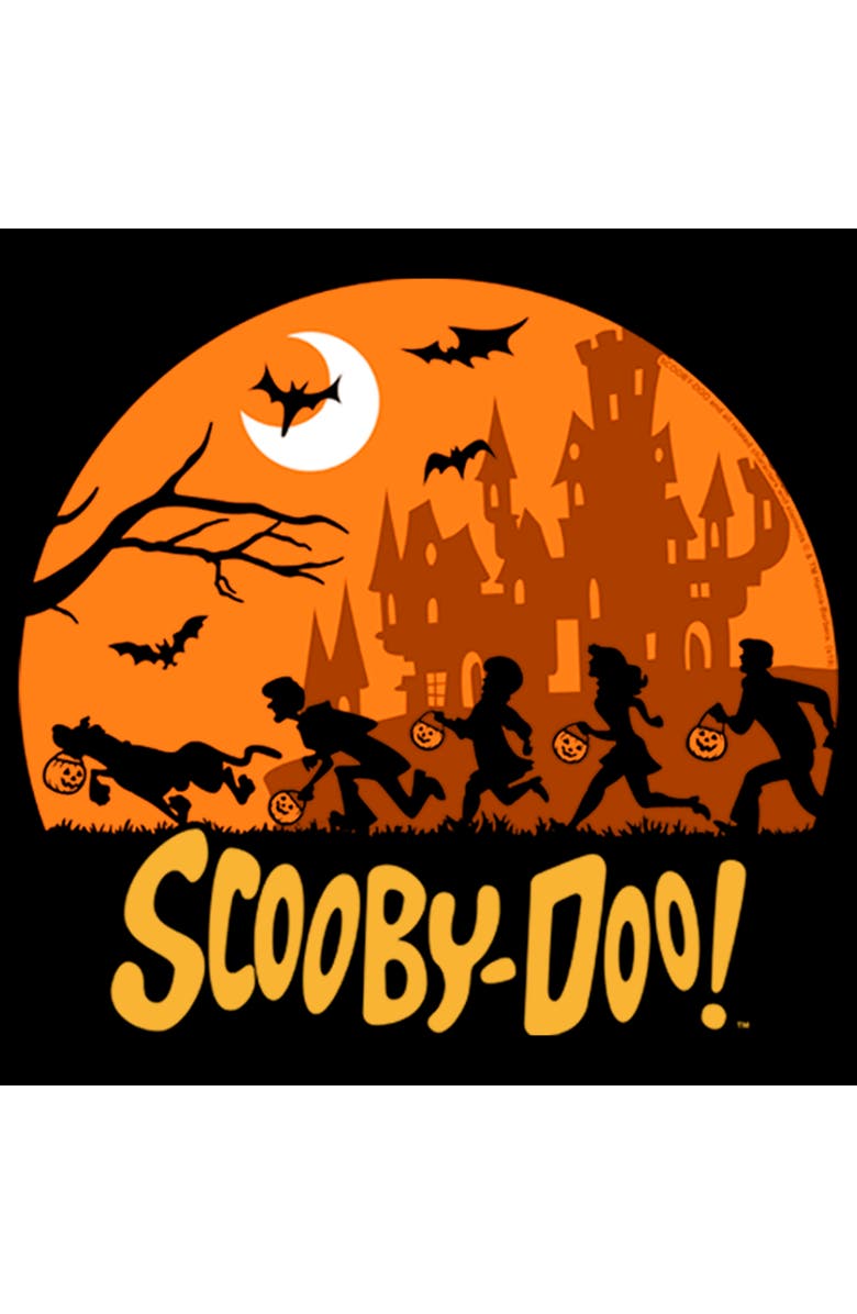 Scooby Doo Boy's Scooby Doo Moon Silhouette Chase Graphic T-Shirt, Alternate, color, Black