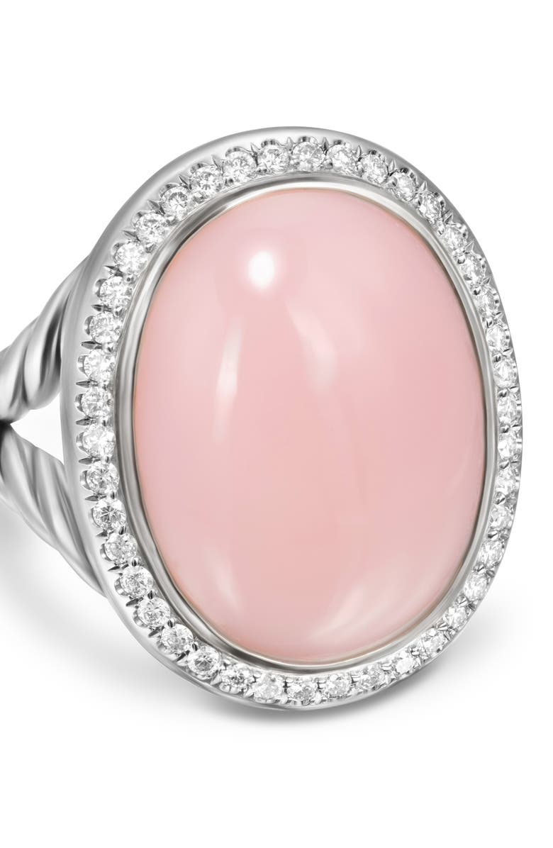 David Yurman Albion Oval Ring in Sterling Silver with Pink Opal & Diamonds, Alternate, color, 