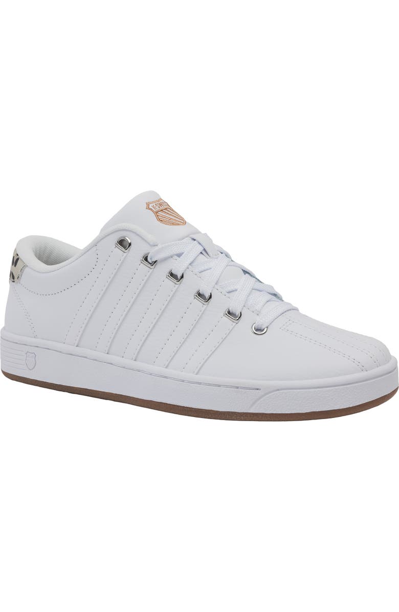K-Swiss Court Pro II CMF Leather Sneaker, Main, color, White/ Lite Gum/ Leopard-M