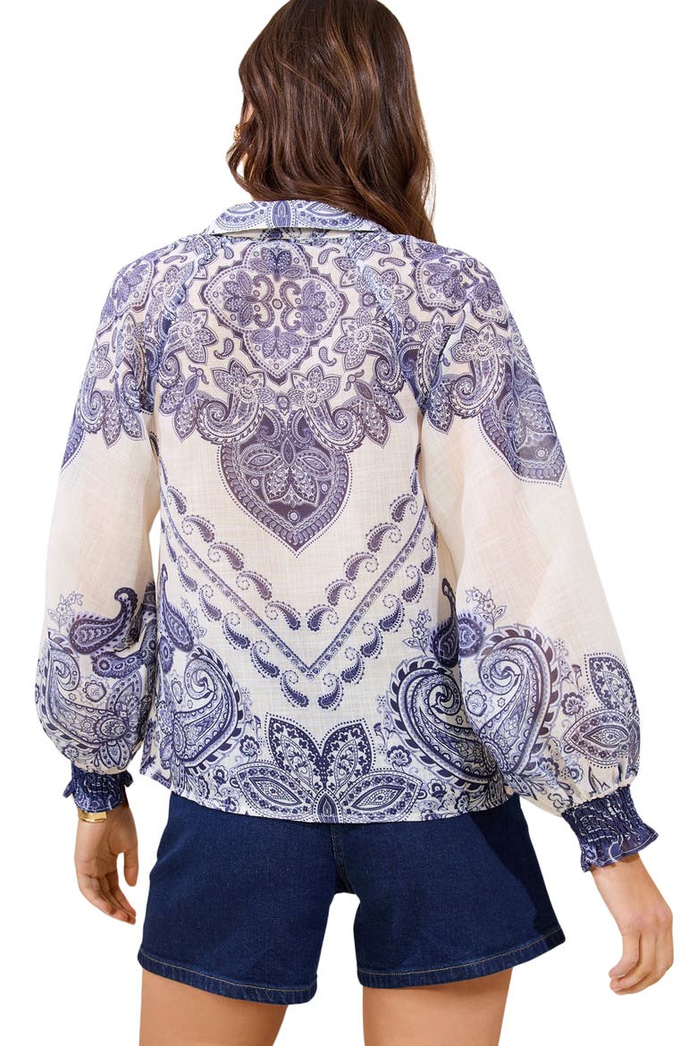Printed Button-Up Shirt, Alternate, color, CREAM