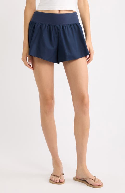 Woven Stretch Cotton Flutter Shorts