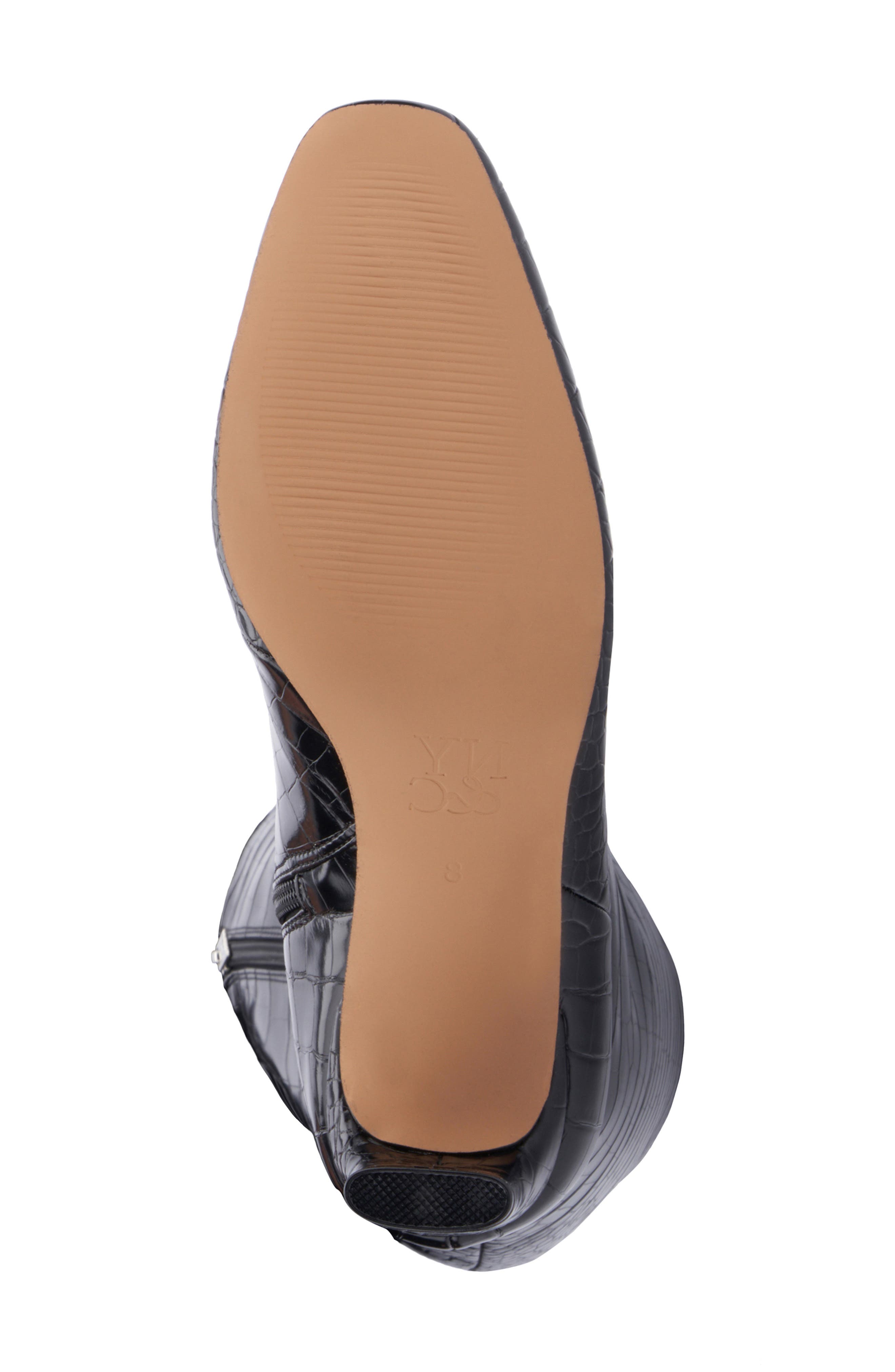 NEW YORK AND COMPANY Isabelle Croc Embossed Knee High Boot, Alternate, color, Black Croc