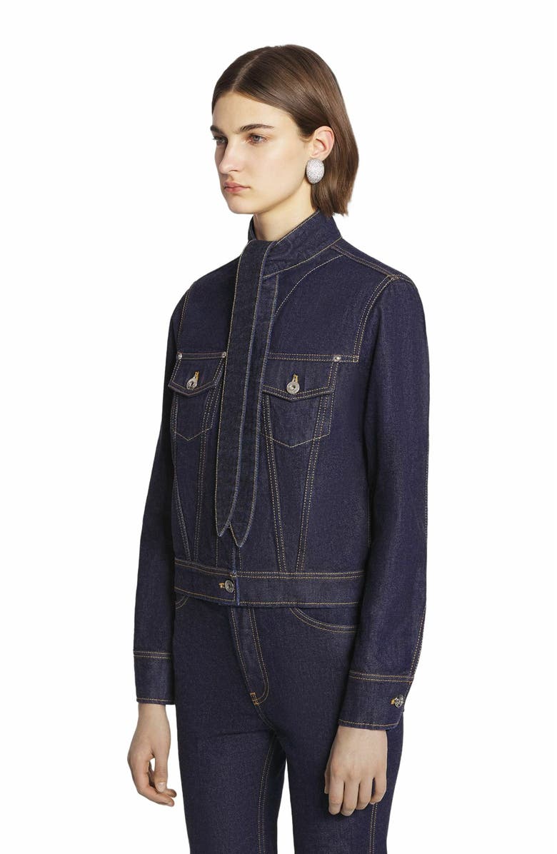 Lanvin ASCOT COLLAR JACKET IN DENIM, Alternate, color, 