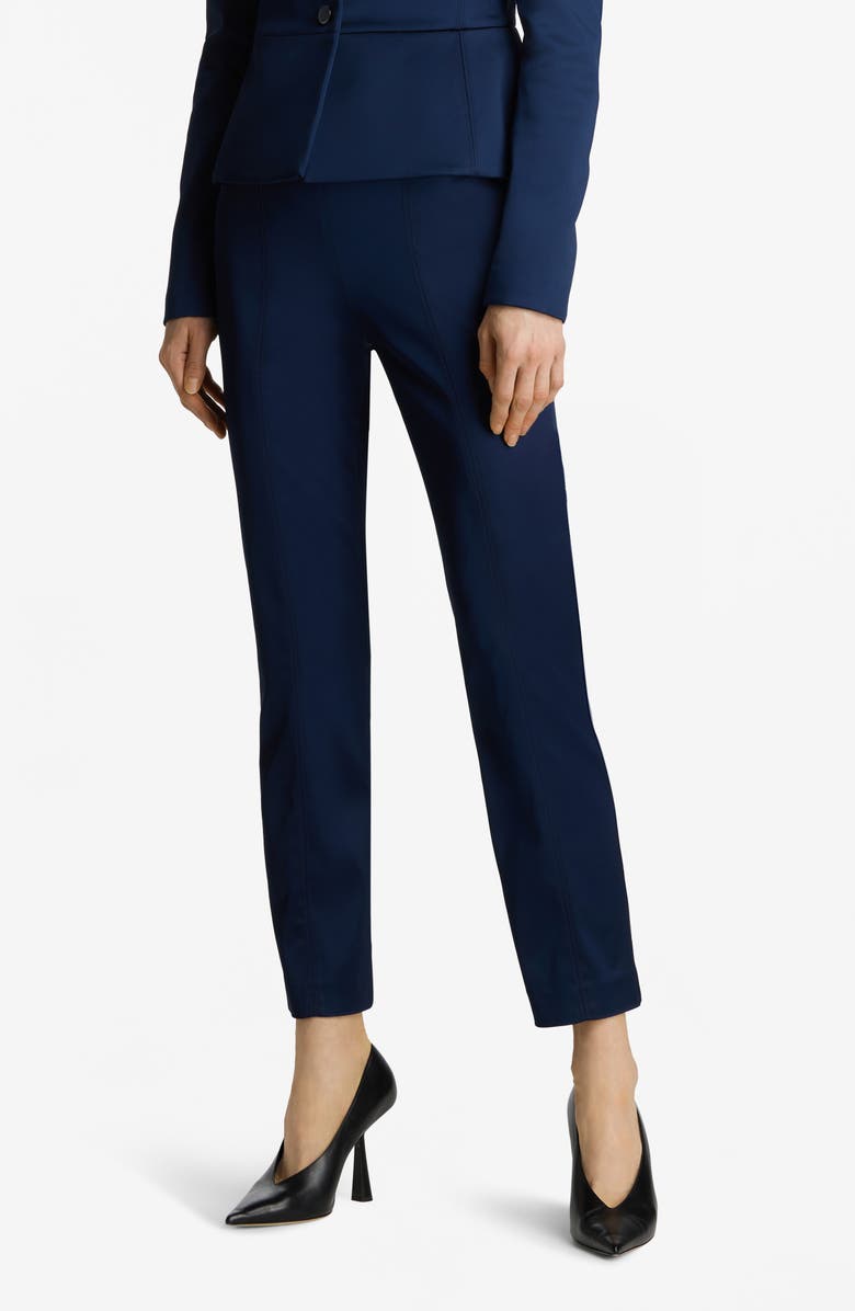 St. John Collection Italian Stretch Satin Ankle Pants, Main, color,
