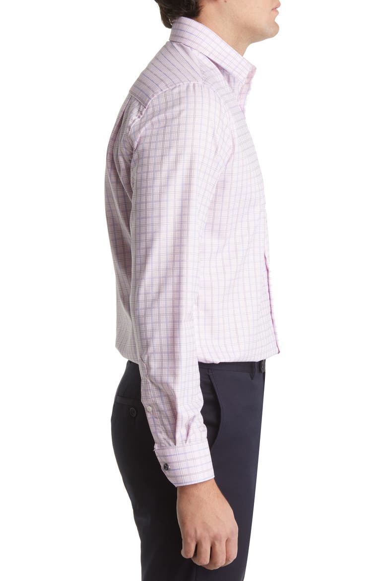 Tailored Fit Check Dress Shirt, Alternate, color, PINK