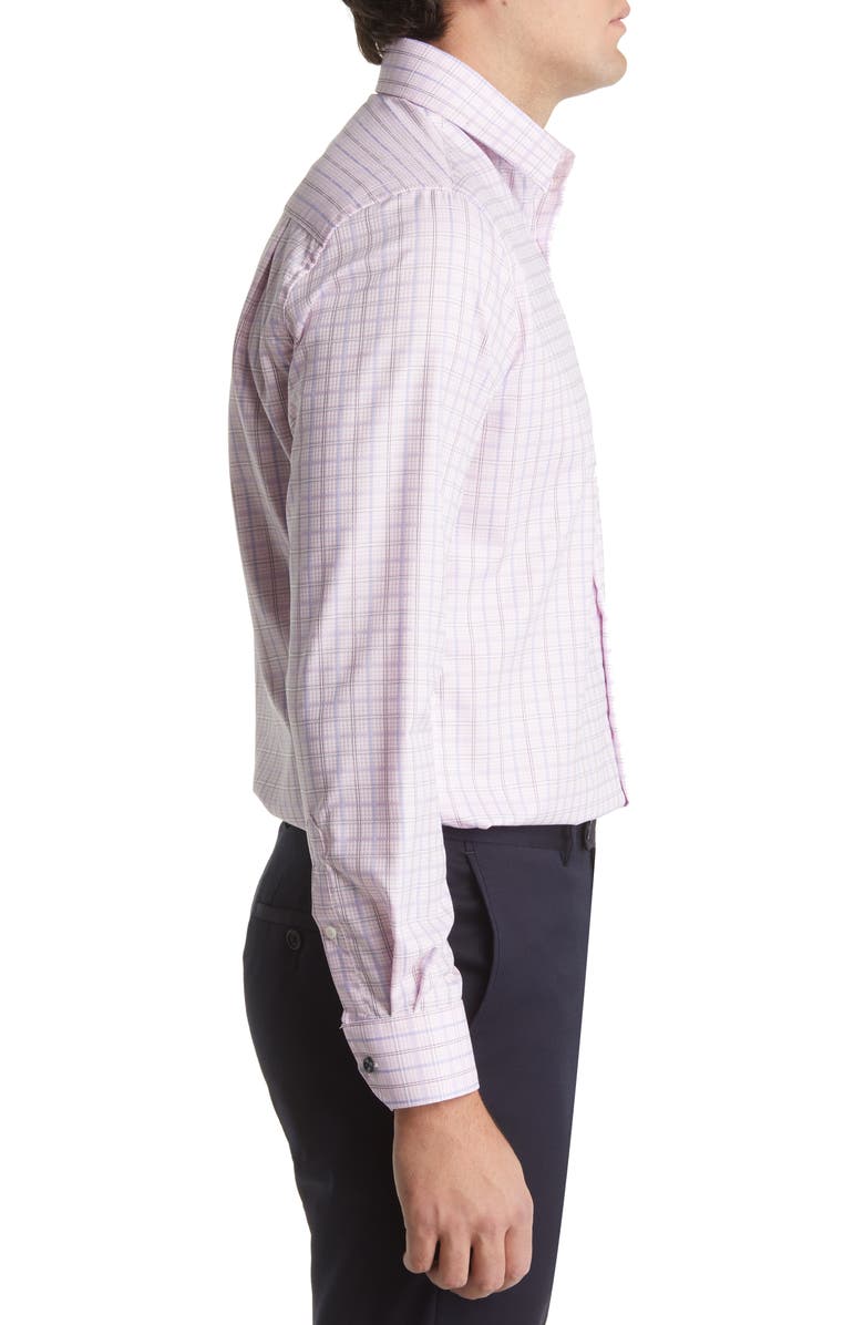 Duchamp Tailored Fit Check Dress Shirt, Alternate, color, Pink