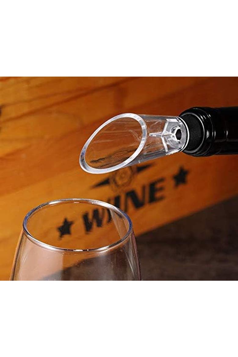 Air Pump Wine Bottle Opener With Foil Cutter Vacuum Stopper and Aerator Pourer, Alternate, color, Black