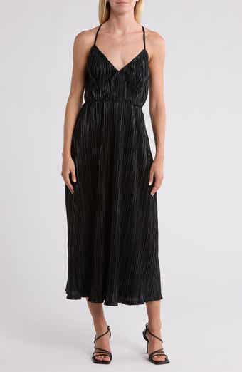 WISHLIST Metallic Plissé Midi Dress