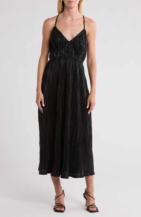 WISHLIST Metallic Plissé Midi Dress
