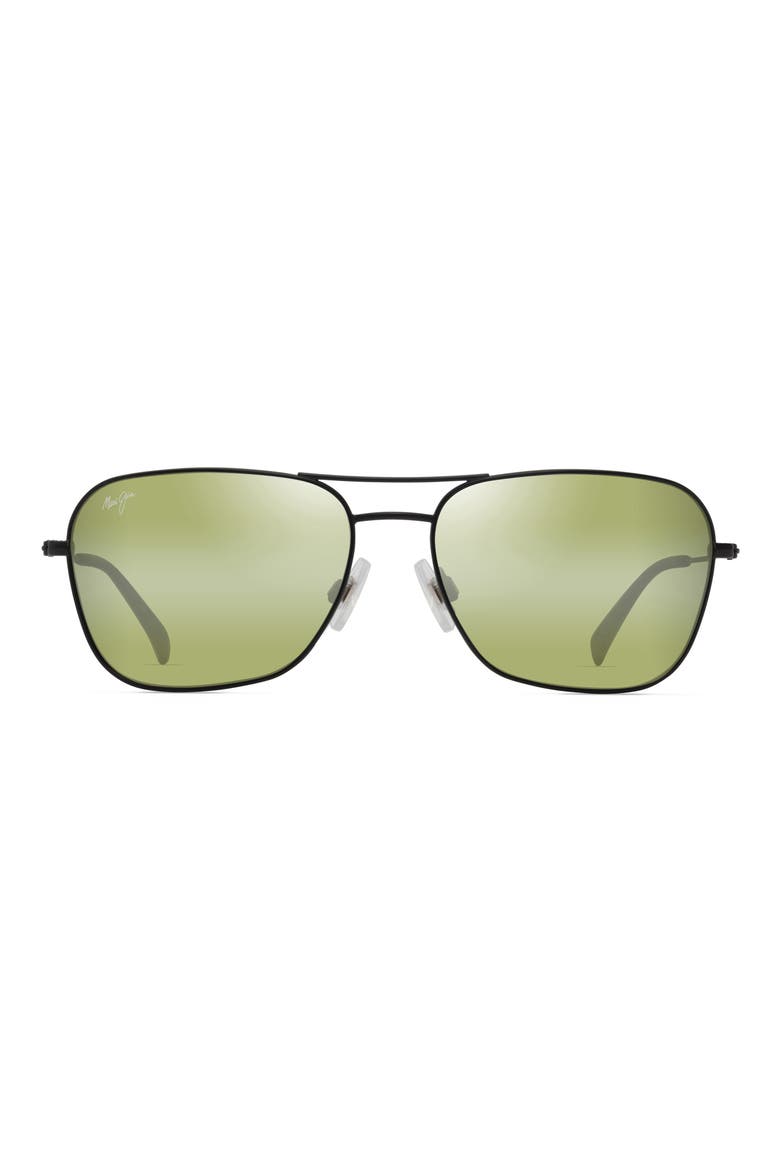 Naauao 58mm PolarizedPlus2® Gradient Aviator Sunglasses, Main, color, MATTE BLACK VARNISH